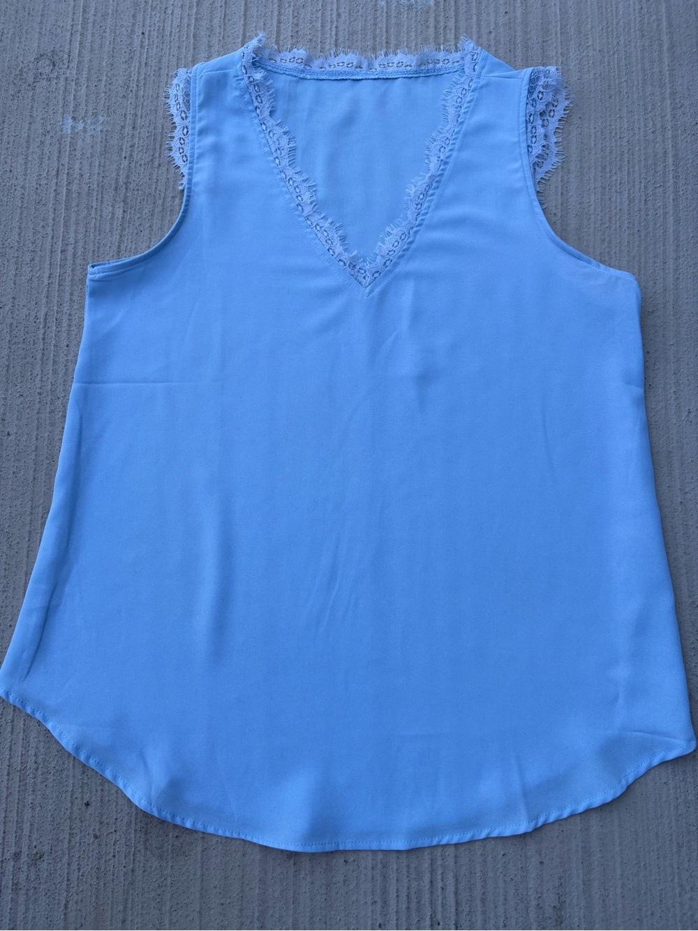 Women's Sky Blue Lace-Trim V-Neck Camisole